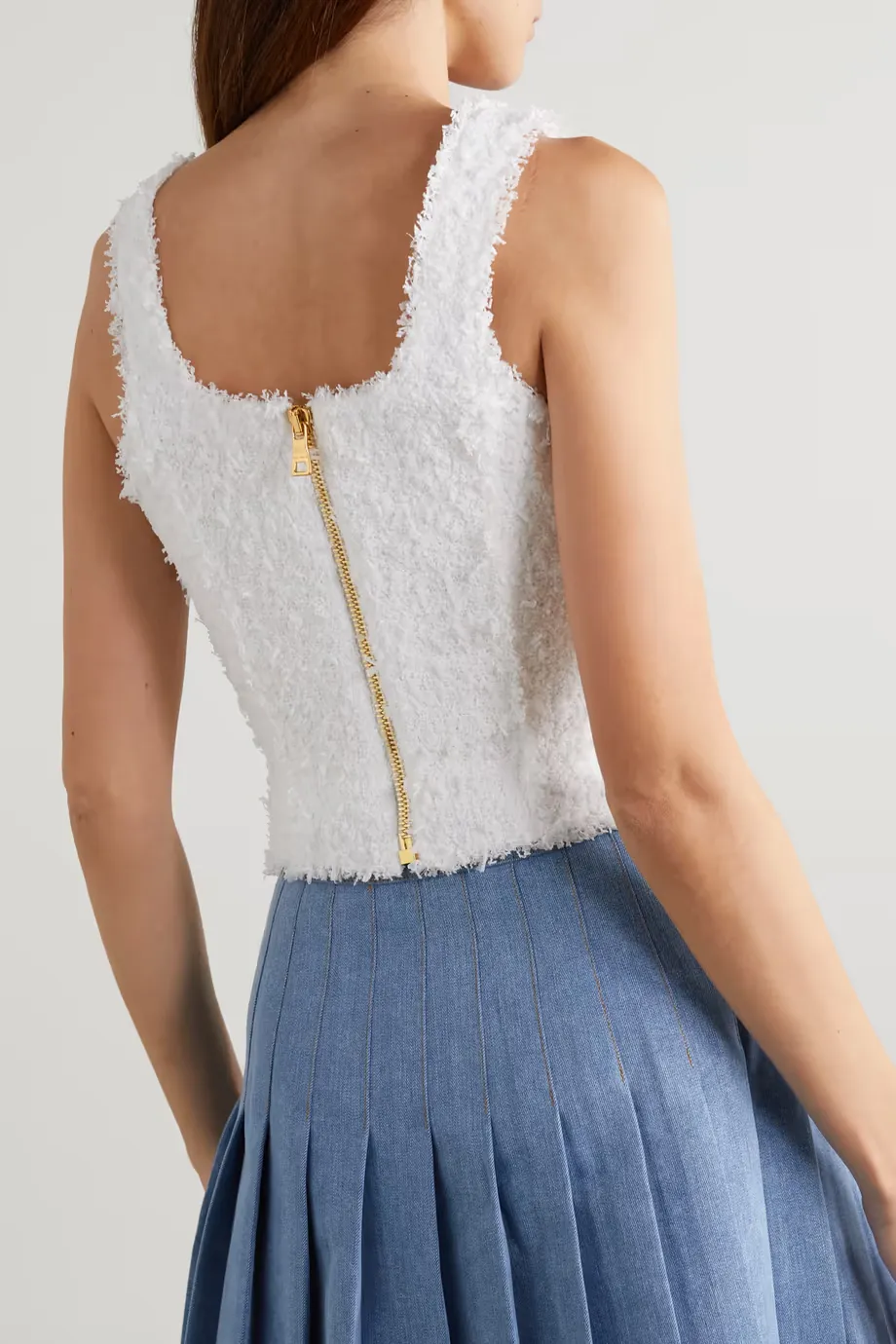 Textured Tweed Sleeveless Top