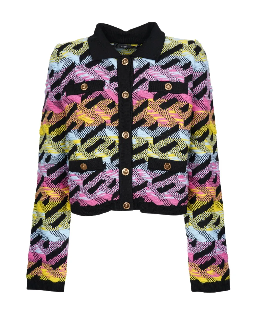 Versace Greca Pattern Button-Up Jacket