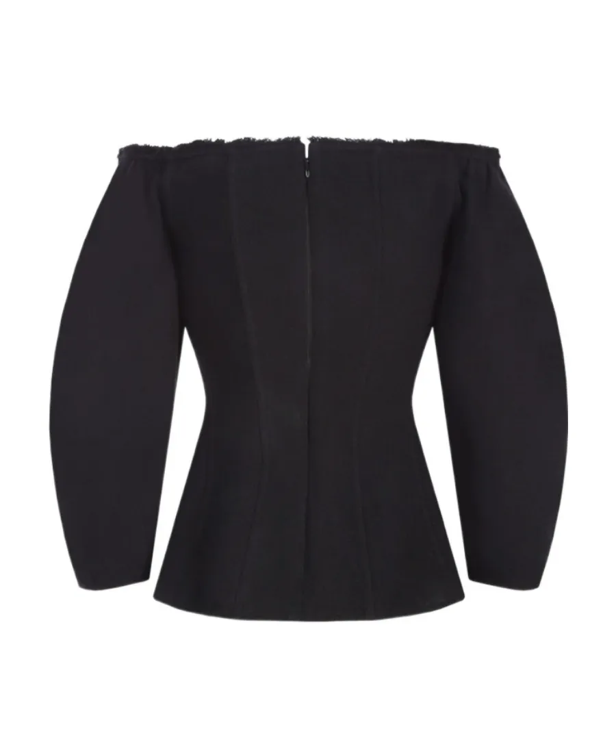 Shoulder Horn Hem Blouse