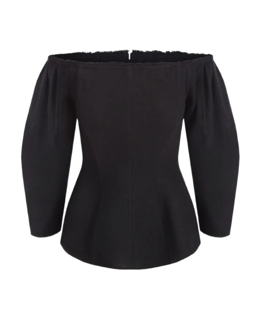 Shoulder Horn Hem Blouse