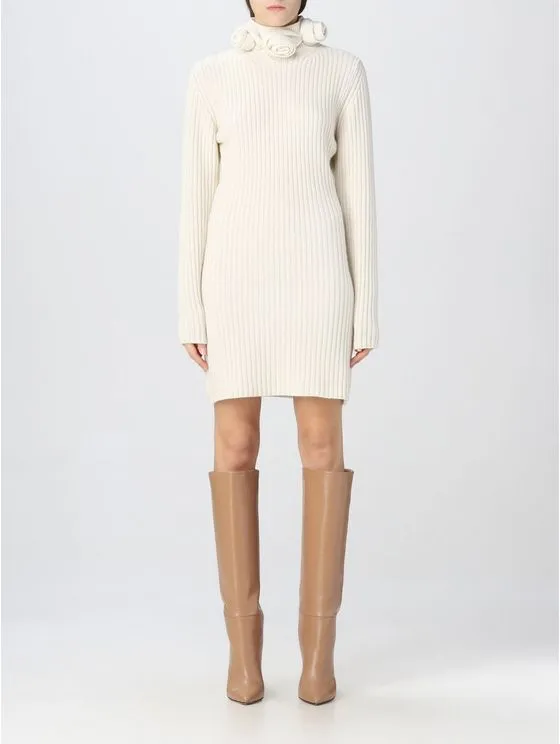 Blumarine Rose Detailed Knitted Mini Dress