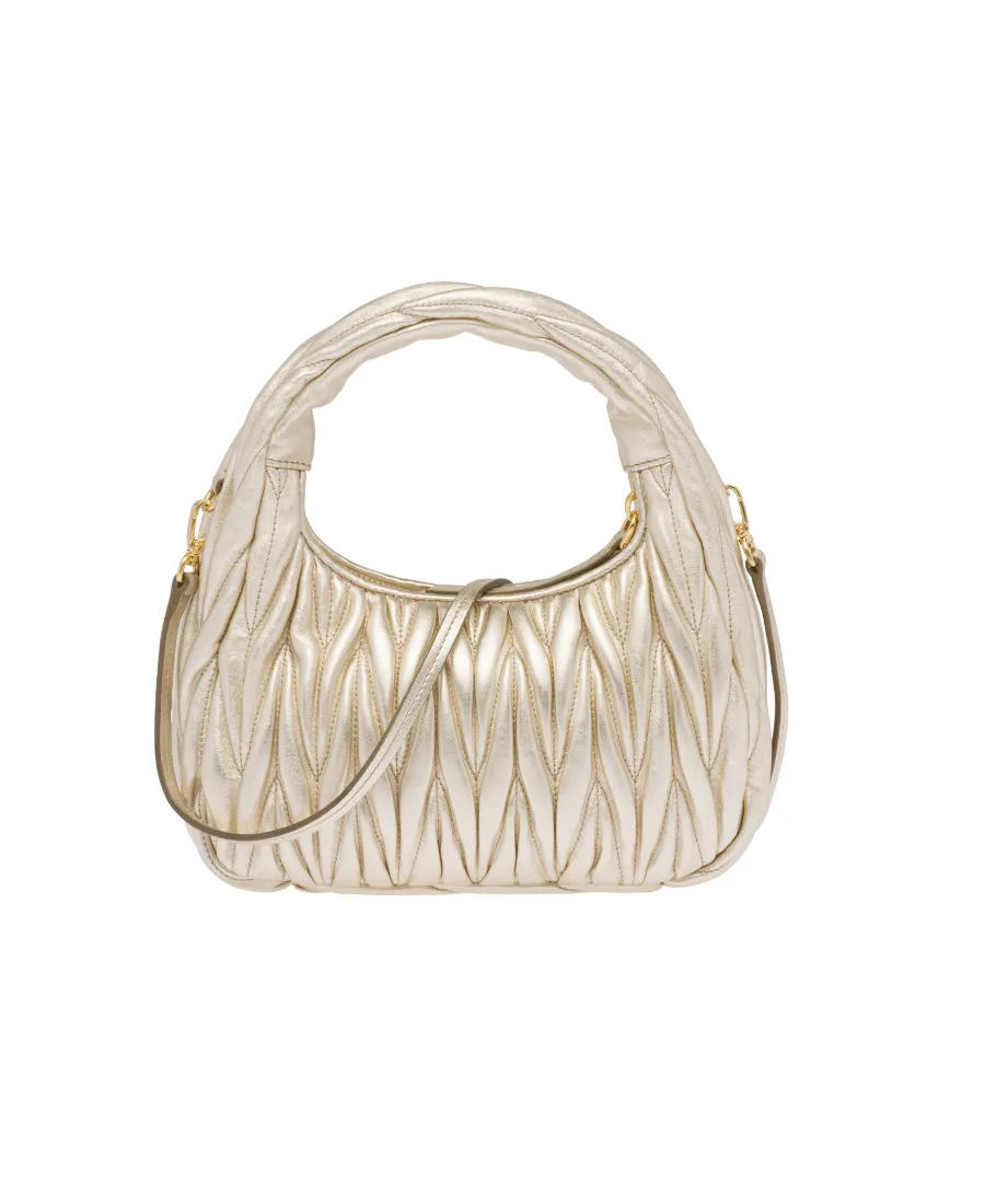 Miu Wander Matelassé Nappa Leather Mini Hobo Bag
