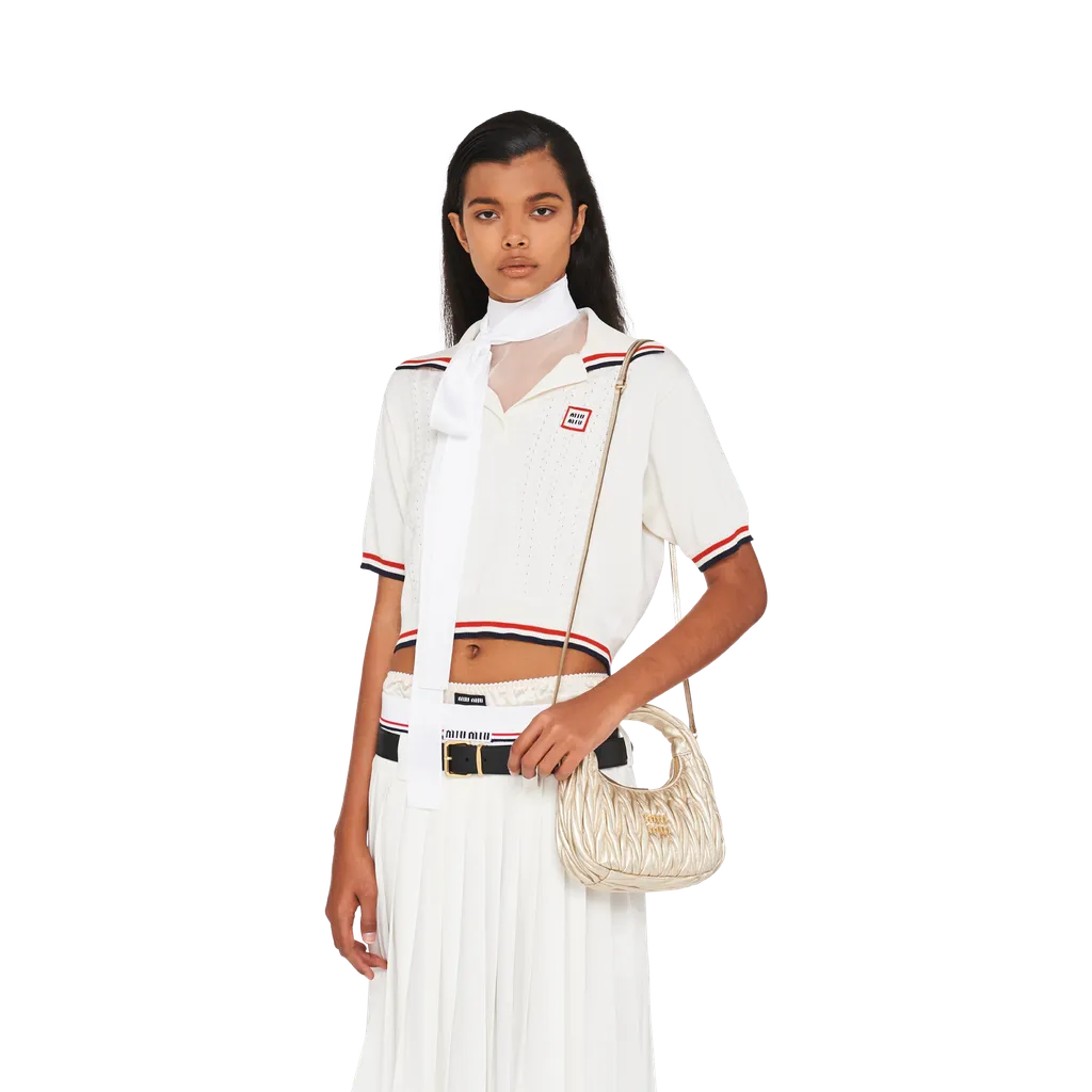 Miu Wander Matelassé Nappa Leather Mini Hobo Bag