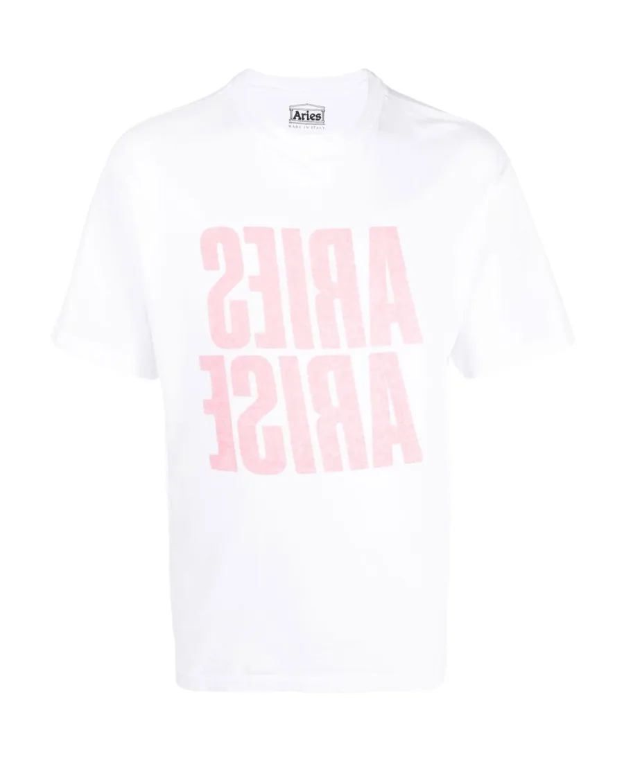 Aries Logo Printed Crewneck T-Shirt