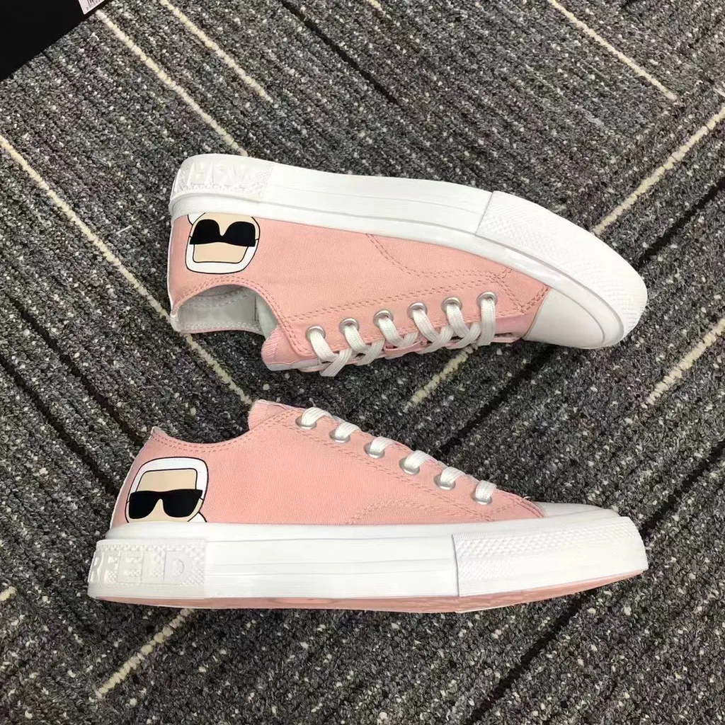Logo-Print Lacing Low-Cut Casual Sneakers