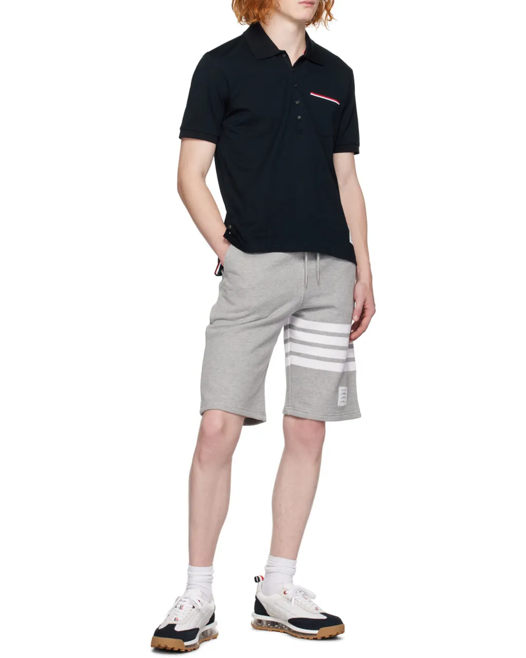 Thom Browne Rwb Short Sleeved Polo Shirt