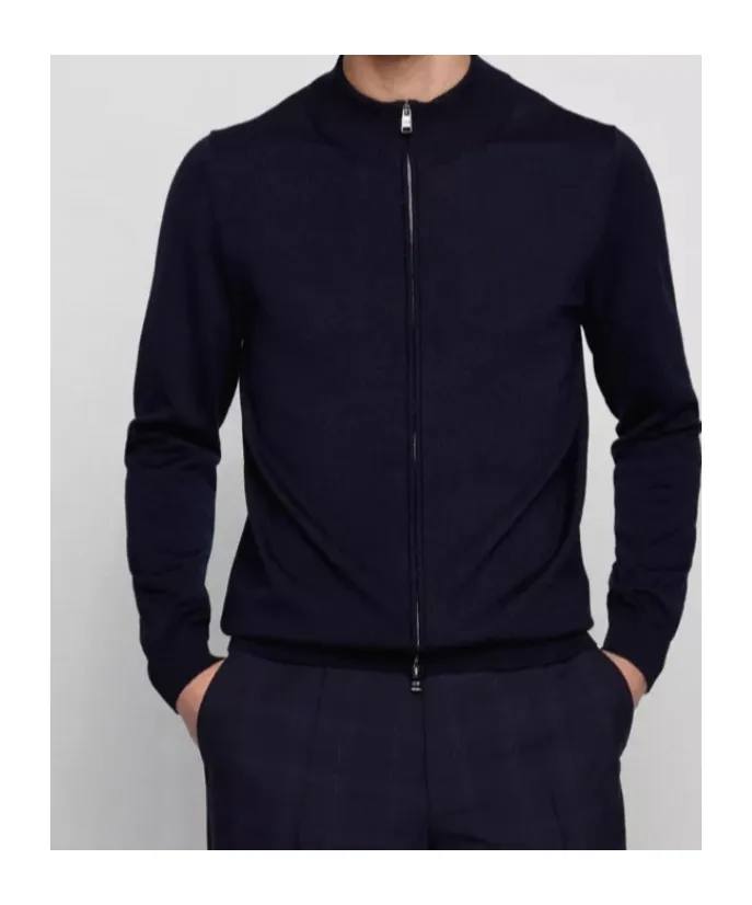 Boss Hugo Boss Zip Neck Virgin Wool Cardigan