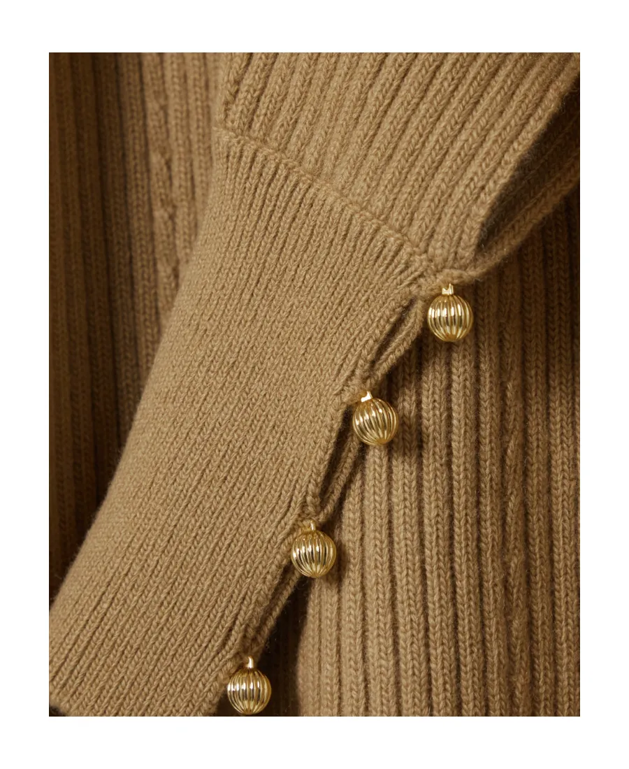 Digged Cut Tape Embellished Ribbed Mid-Length Dress