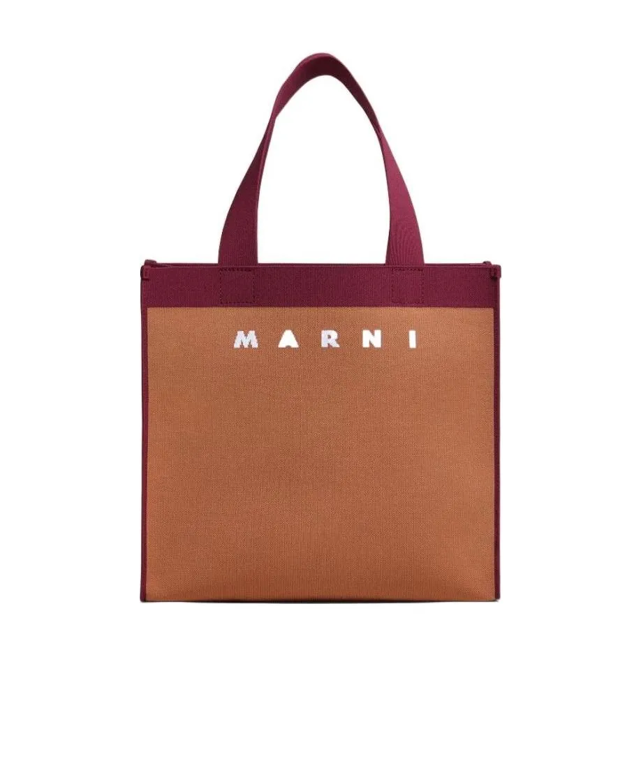 Marni Logo Detailed Two-Toned Tote Bag