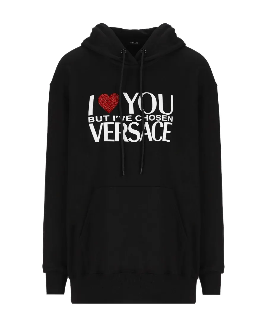 Versace Logo Printed Long Sleeved Hoodie