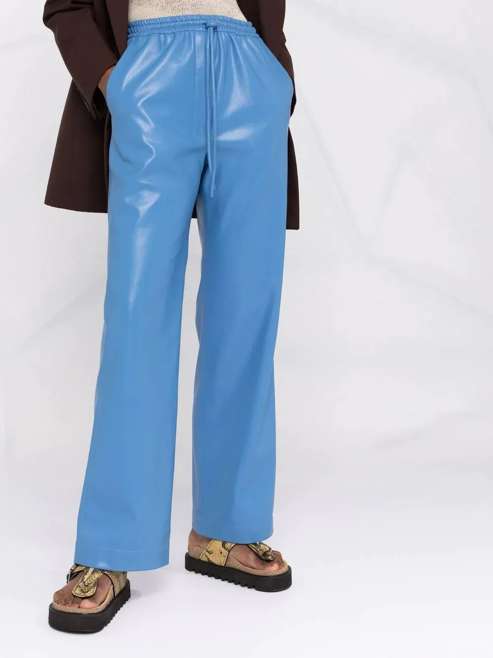 Faux-Leather Drawstring-Waist Trousers