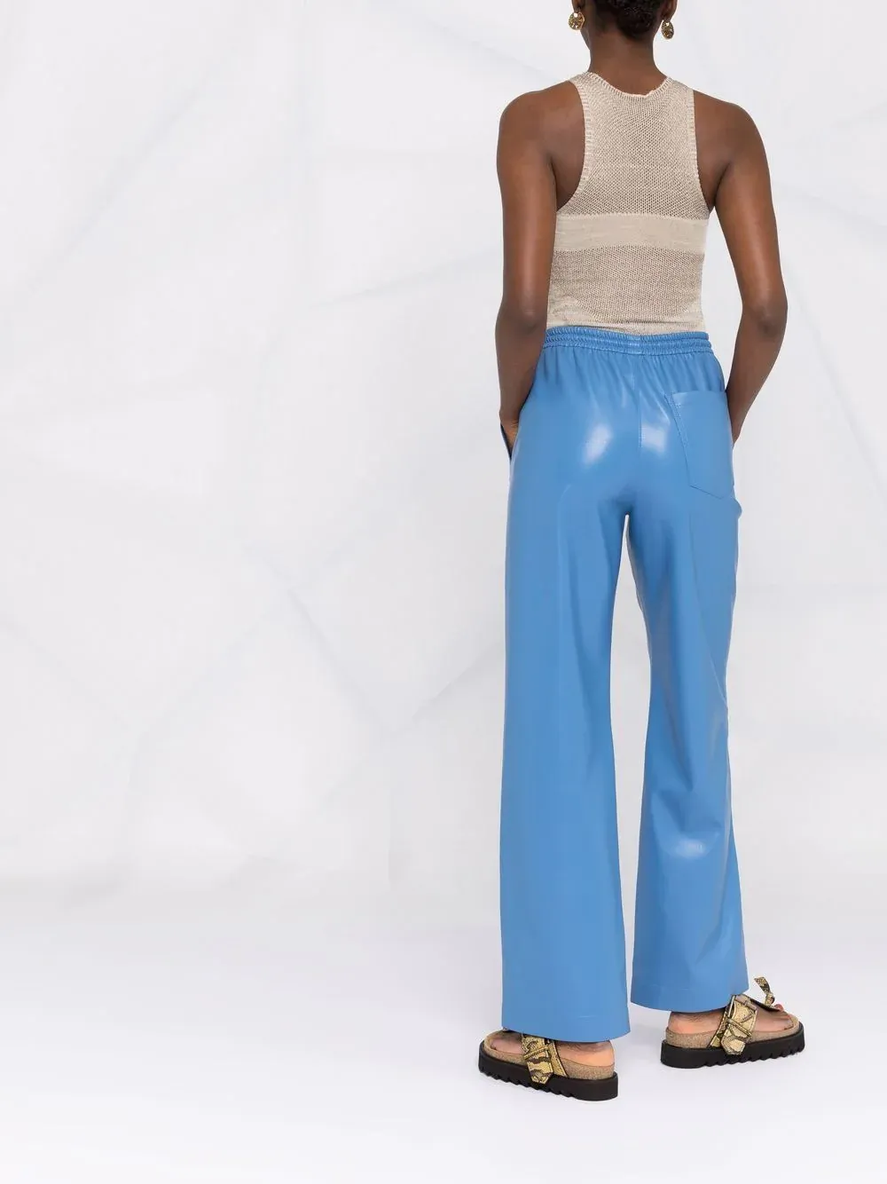 Faux-Leather Drawstring-Waist Trousers