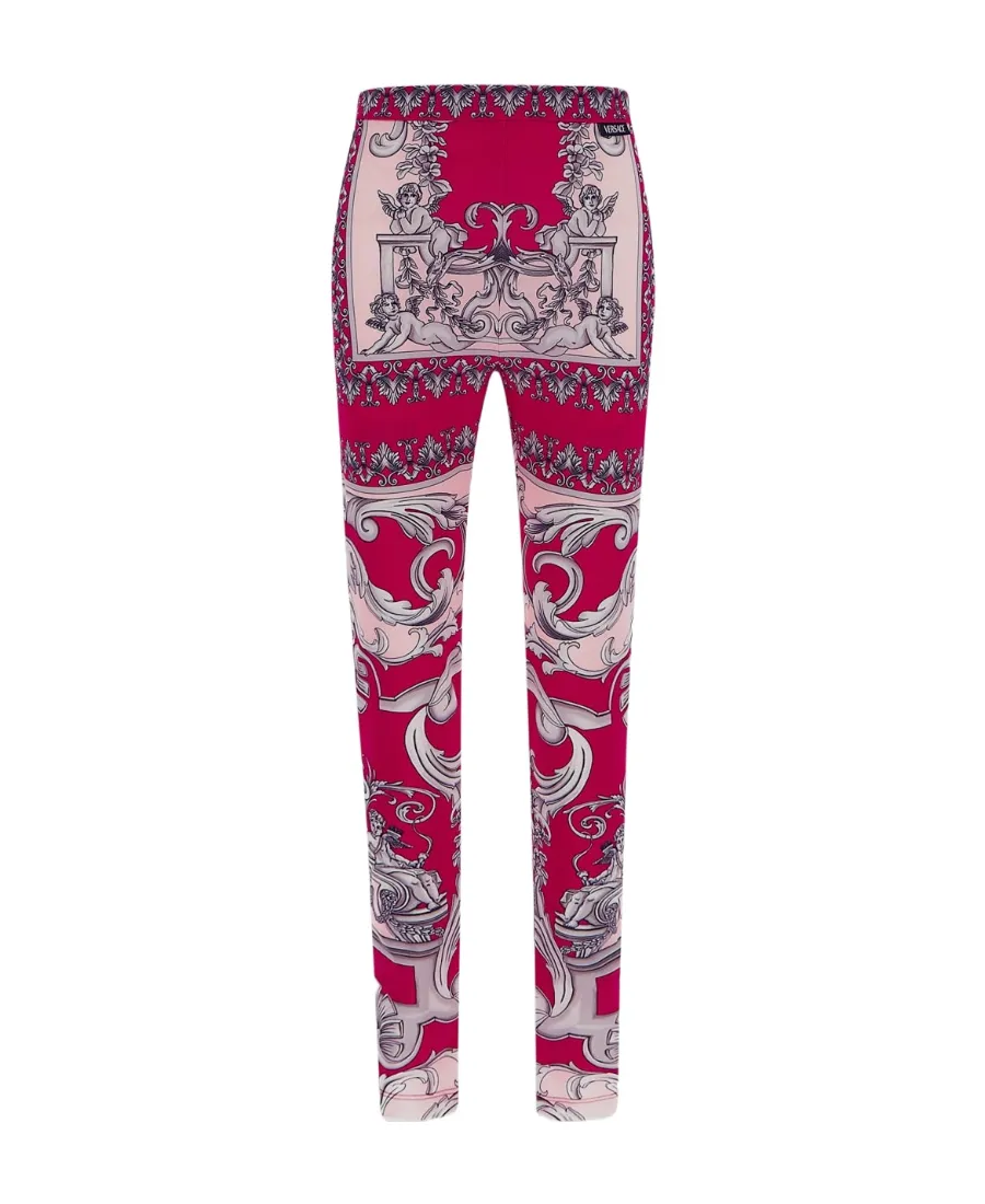 Silver Baroque-Print Leggings