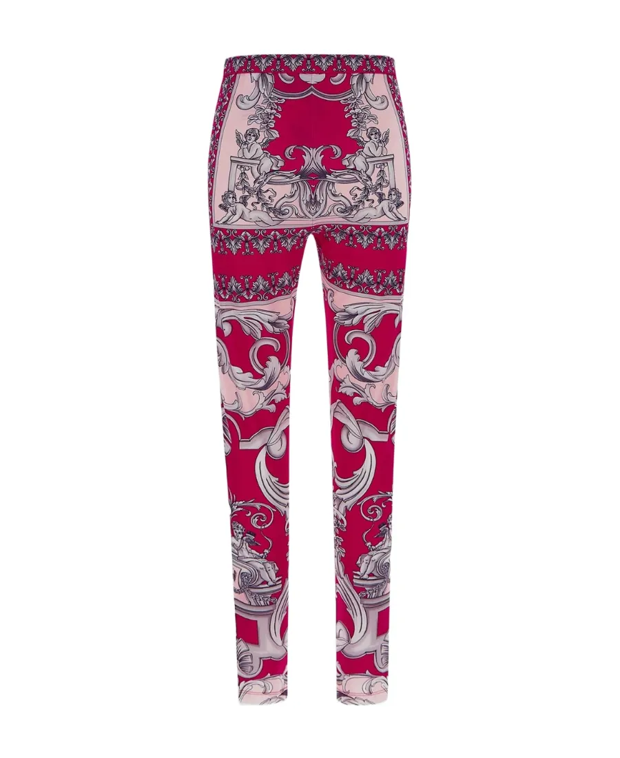 Silver Baroque-Print Leggings
