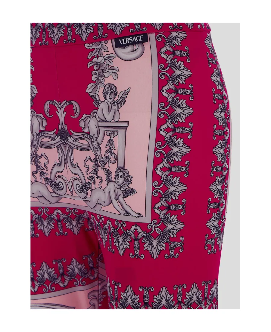 Silver Baroque-Print Leggings