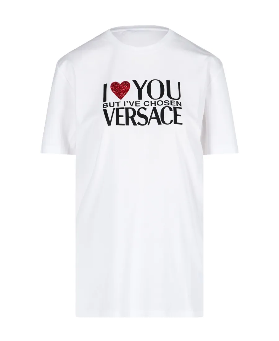 Versace Logo Printed Embellished T-Shirt
