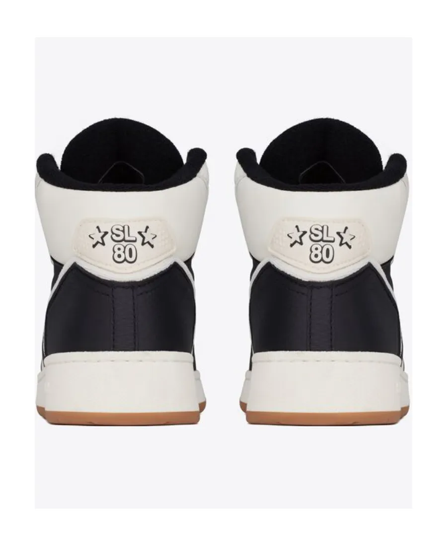 Saint Laurent Sl/80 Round Toe Mid-Top Sneakers