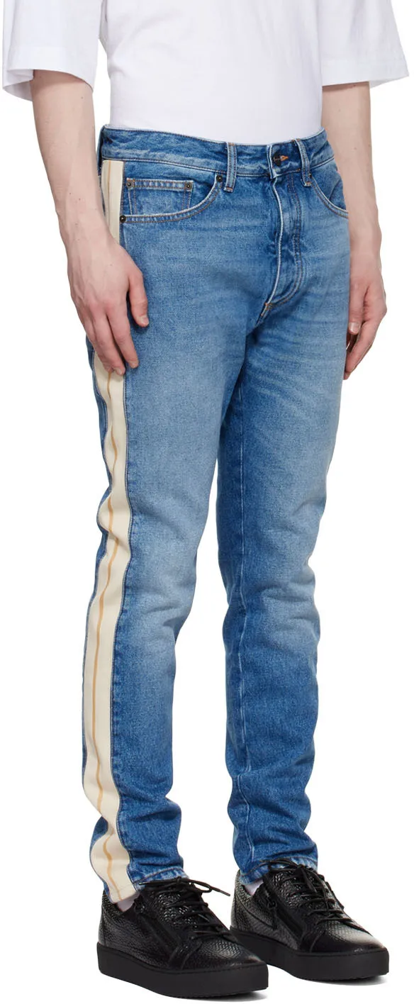 Palm Angels Logo Patch Straight Leg Jeans