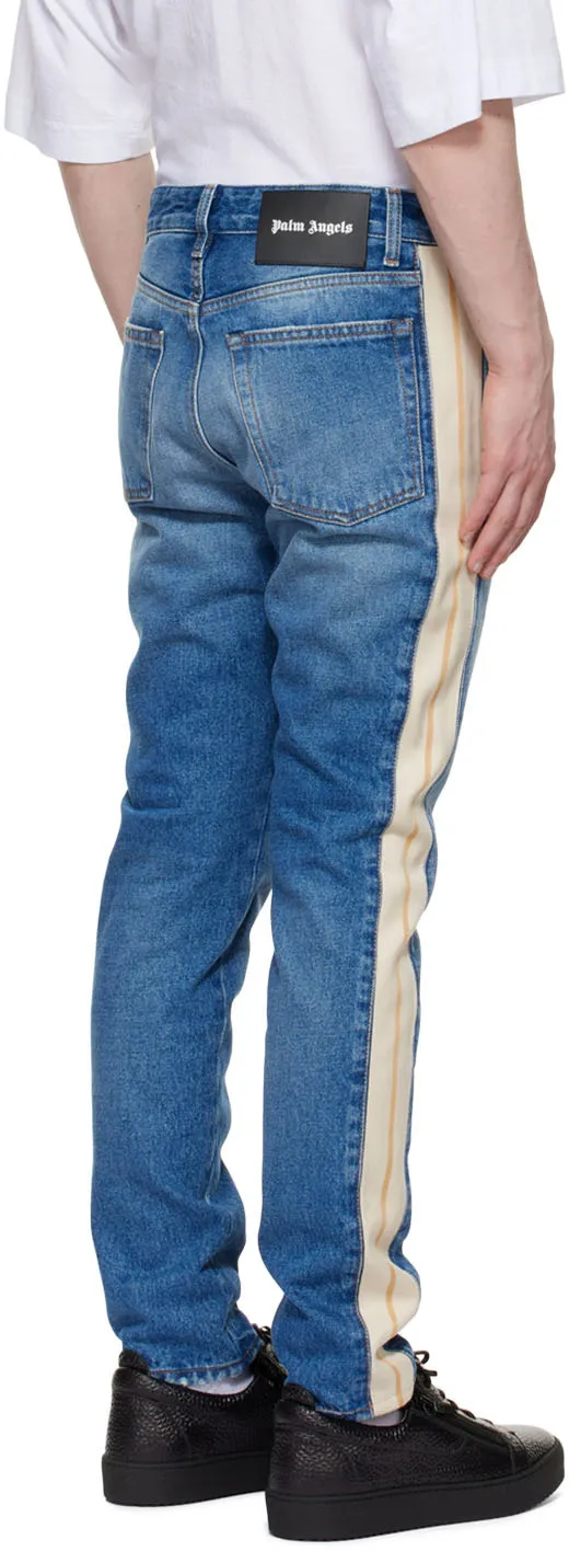 Palm Angels Logo Patch Straight Leg Jeans