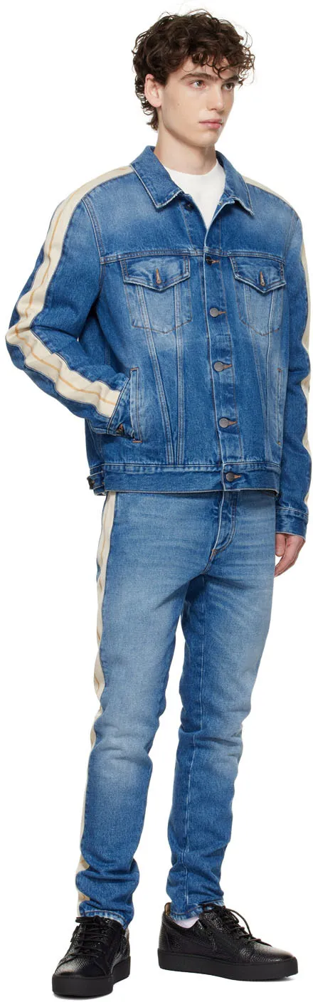 Palm Angels Logo Patch Straight Leg Jeans