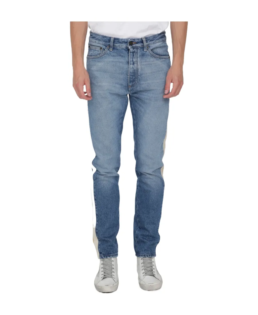 Palm Angels Logo Patch Straight Leg Jeans