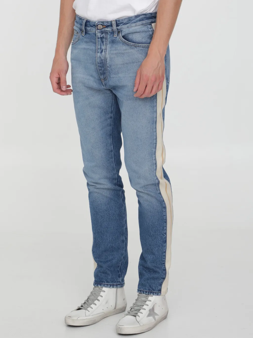 Palm Angels Logo Patch Straight Leg Jeans