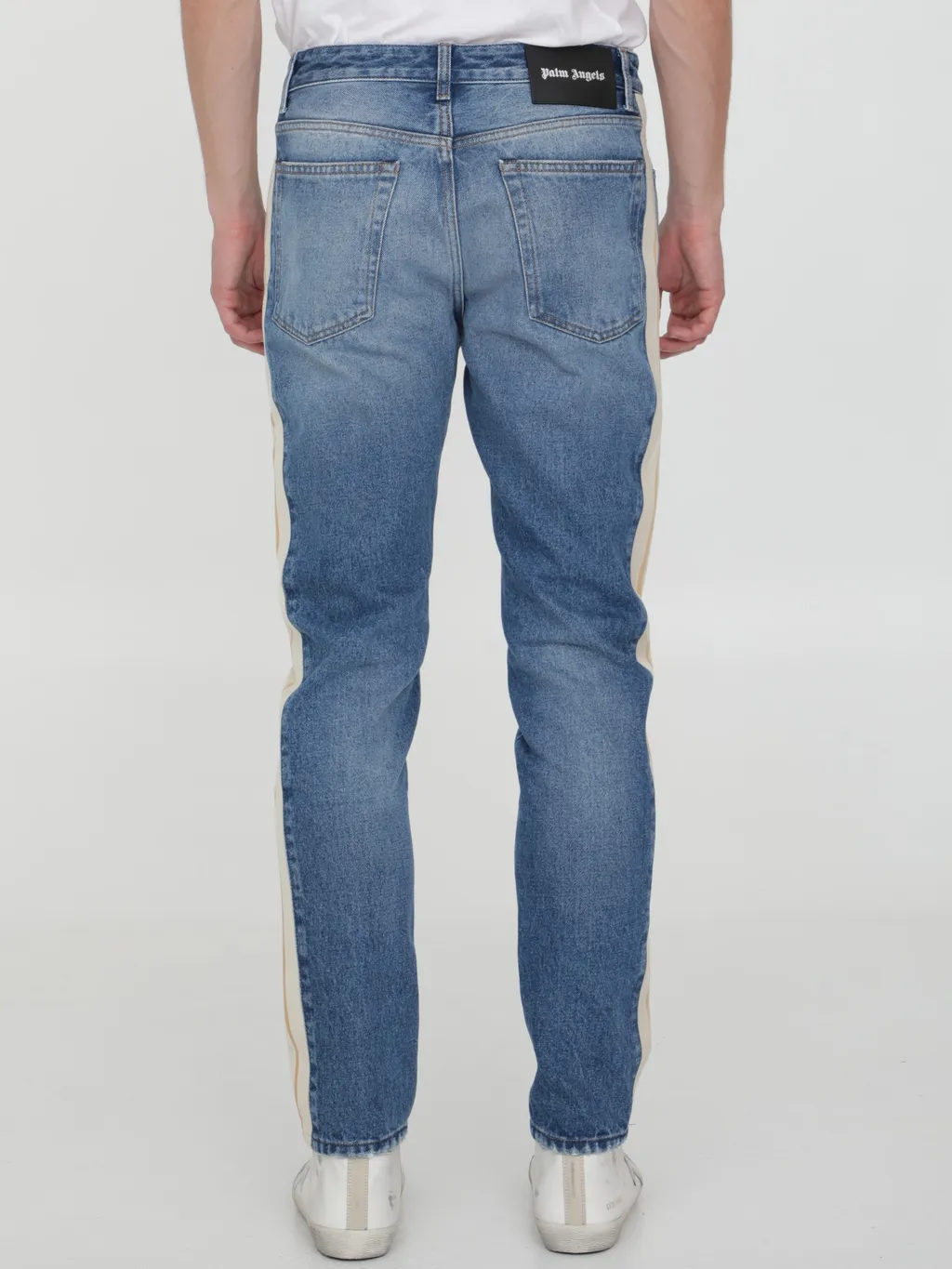 Palm Angels Logo Patch Straight Leg Jeans