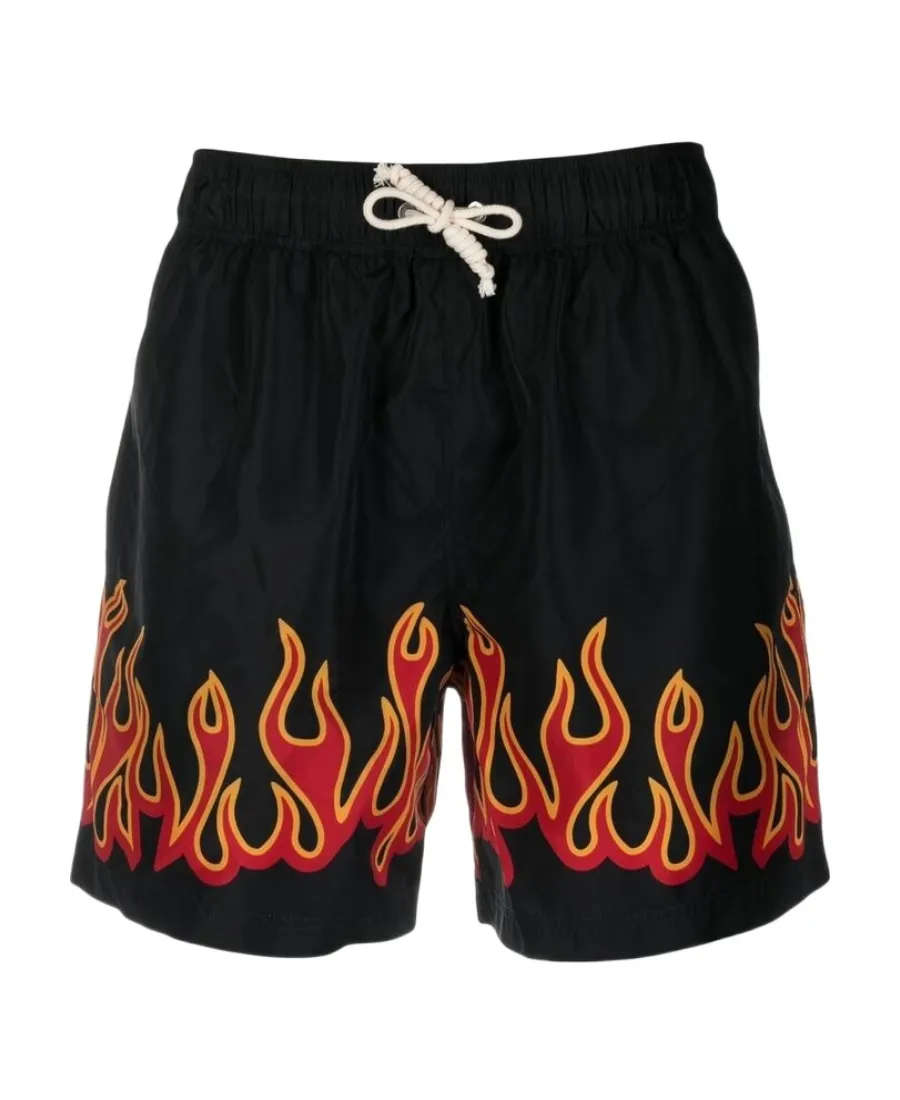 Palm Angels Flame-Printed Drawstring Swimming Trunks