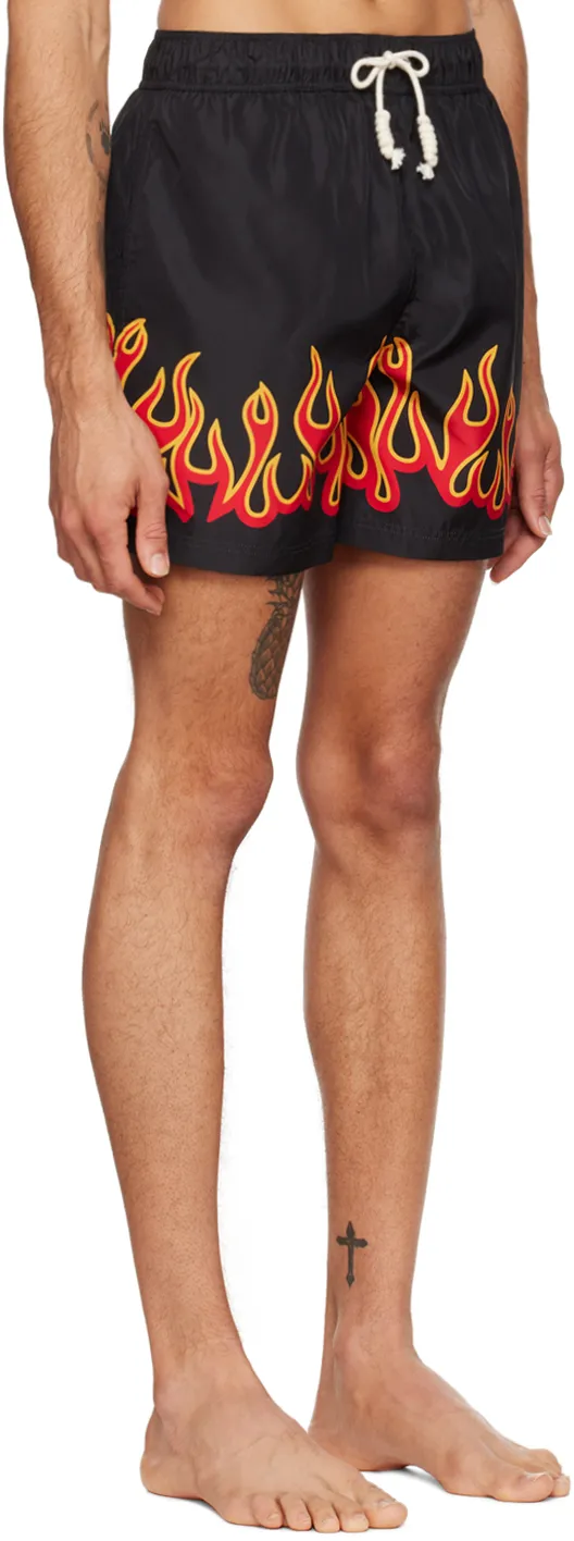 Palm Angels Flame-Printed Drawstring Swimming Trunks