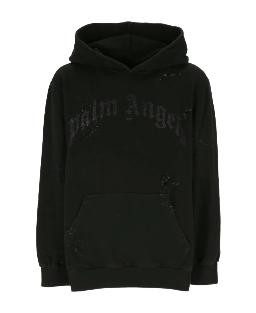 Logo-Print Distressed Hoodie