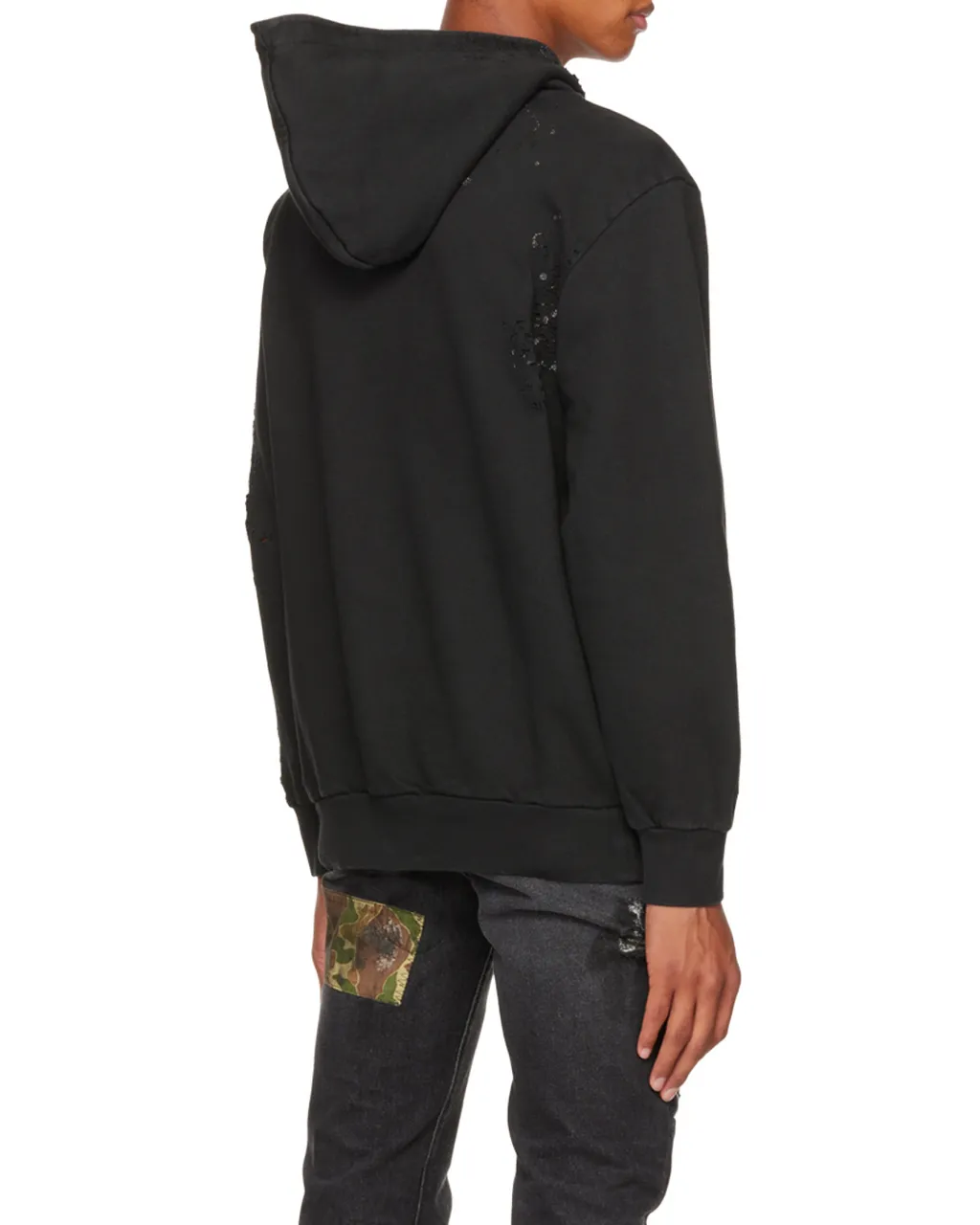 Logo-Print Distressed Hoodie