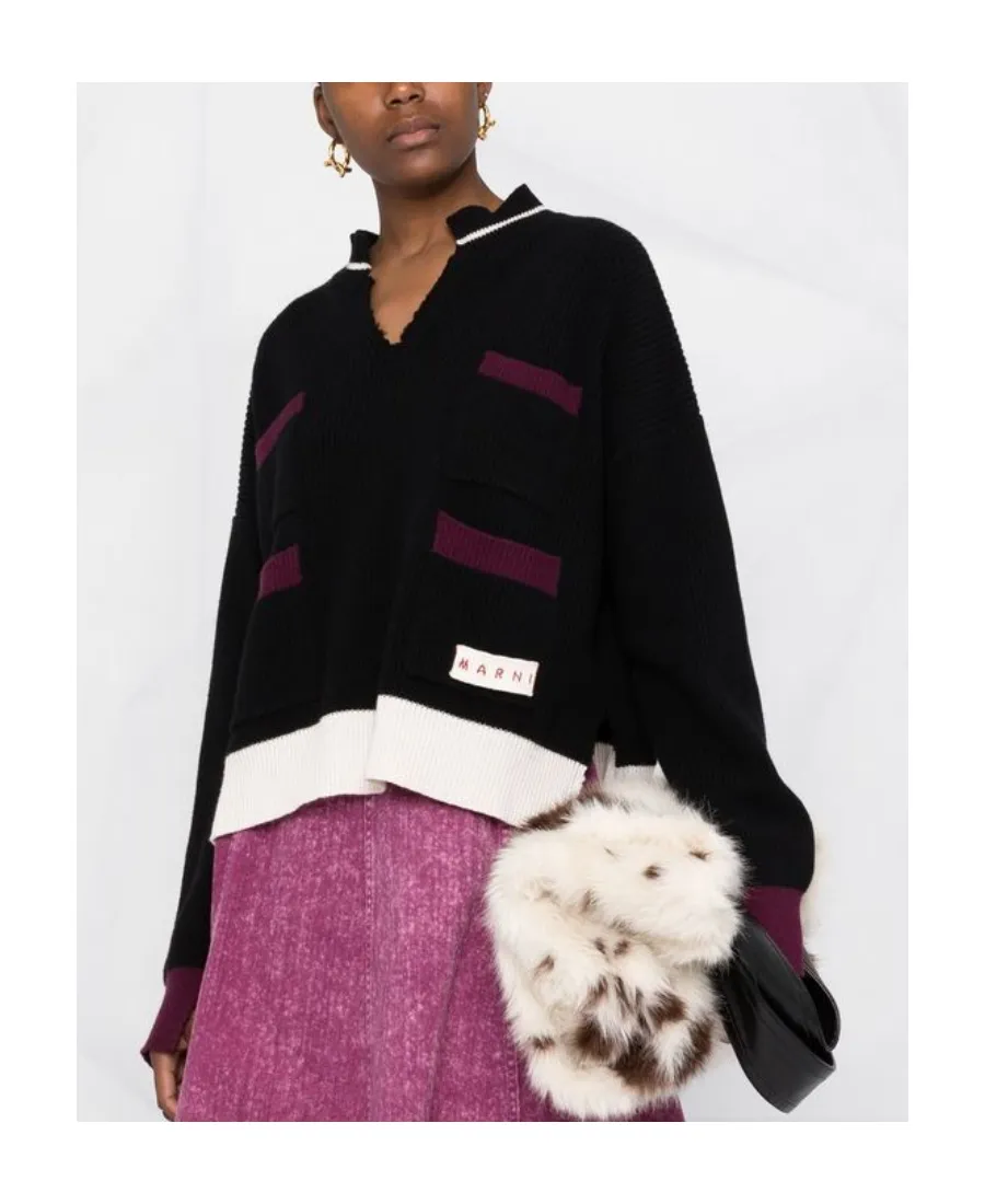Shetland Wool And Cotton Cropped Crewneck Sweater