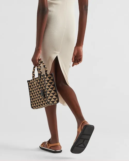 Prada Logo Intarsia-Knit Sleeveless Midi Dress
