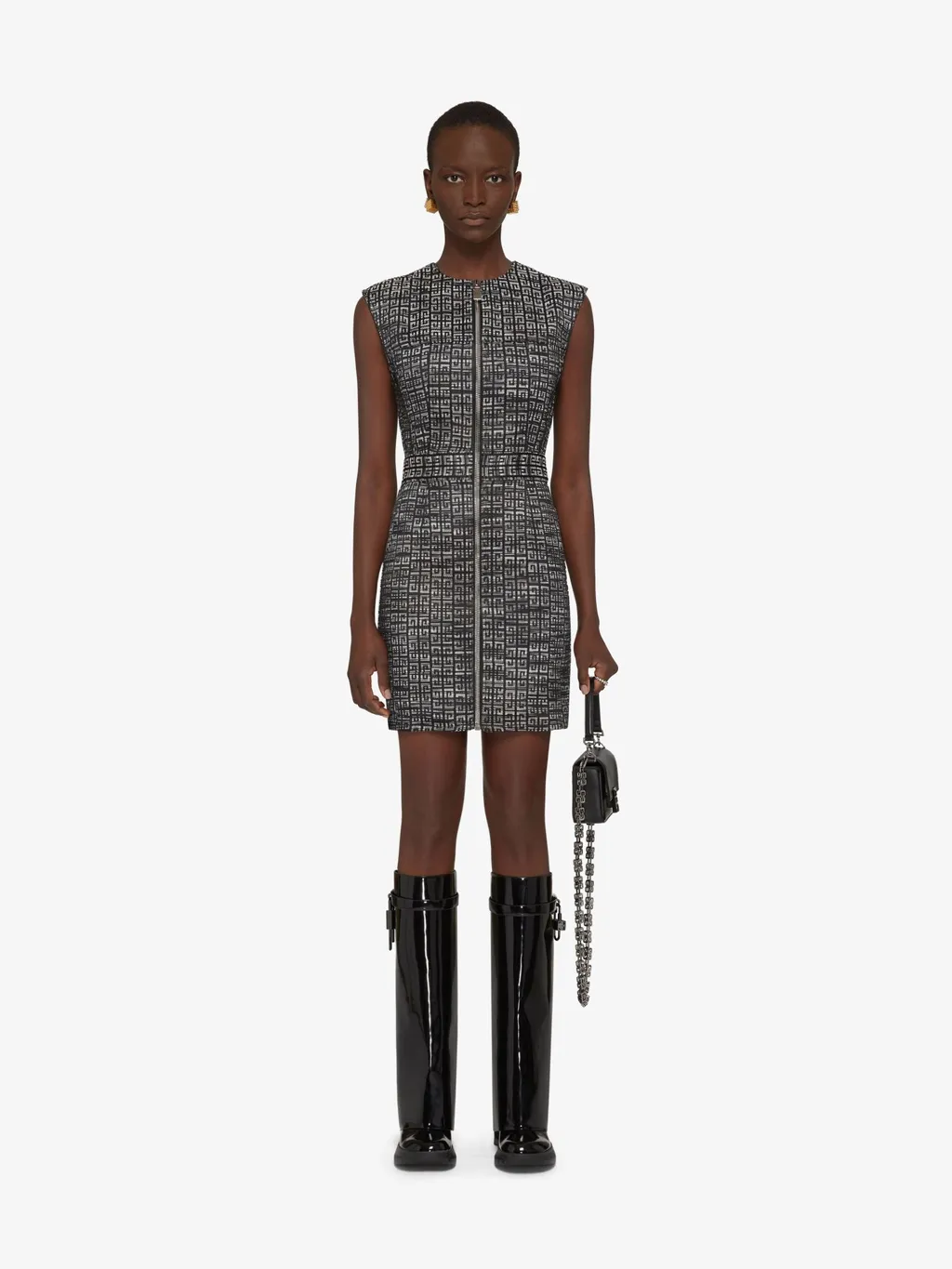 Dress In 4G Jacquard With Zips