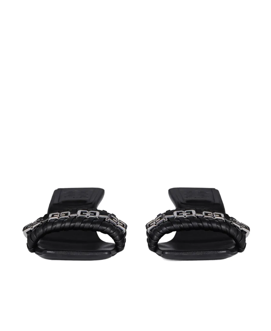 G Woven Sandals In Leather