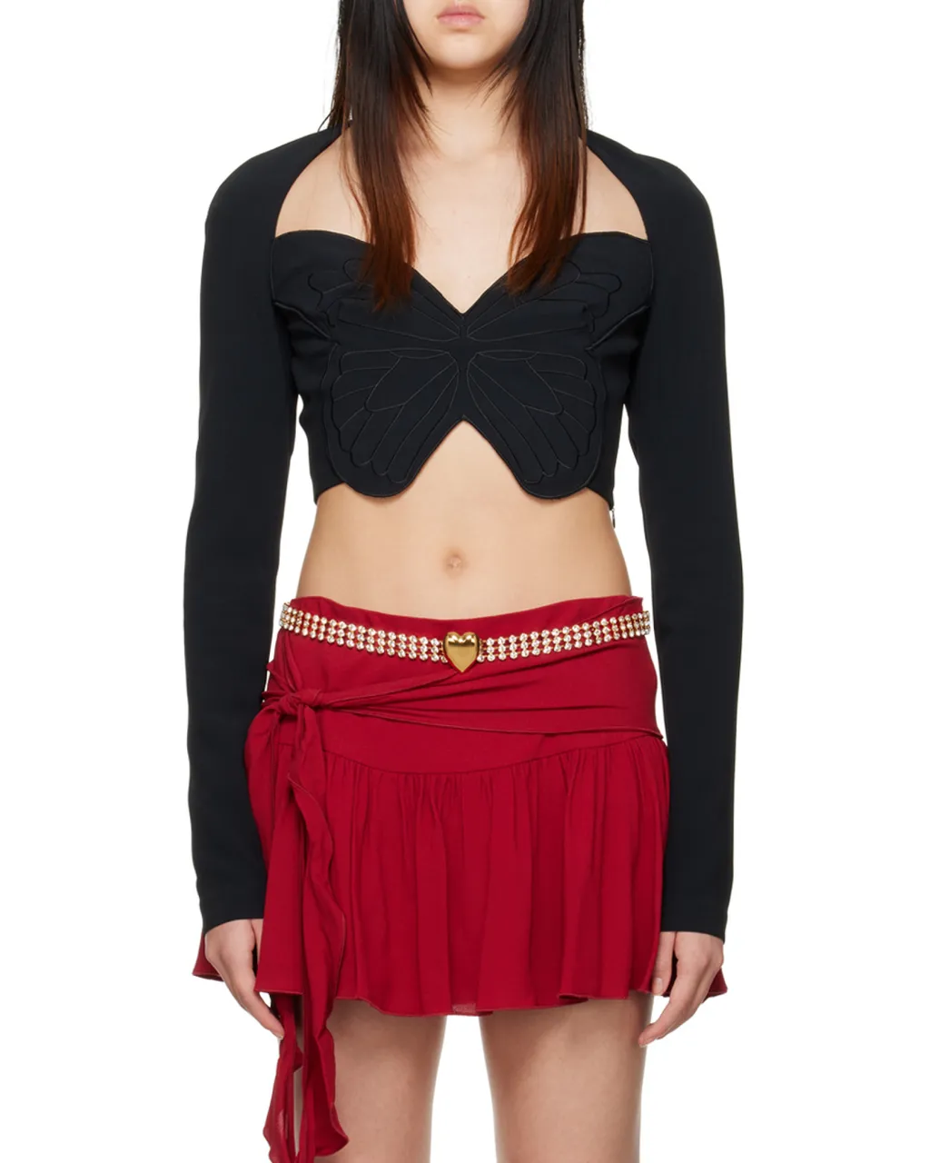 Butterfly-Motif Cropped Top