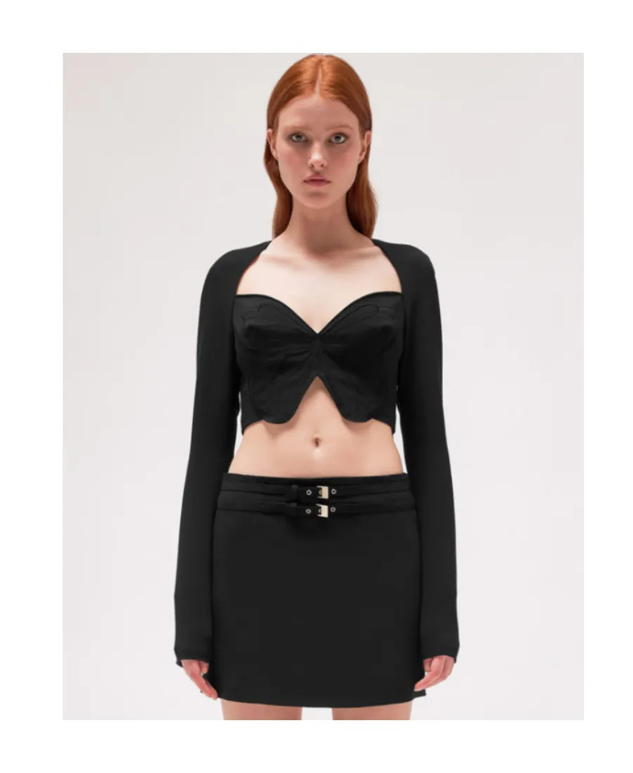 Butterfly-Motif Cropped Top