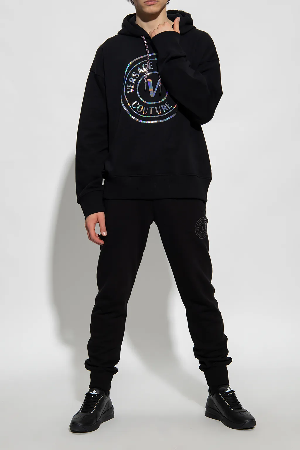 Versace Jeans Couture Logo Printed Drawstring Hoodie