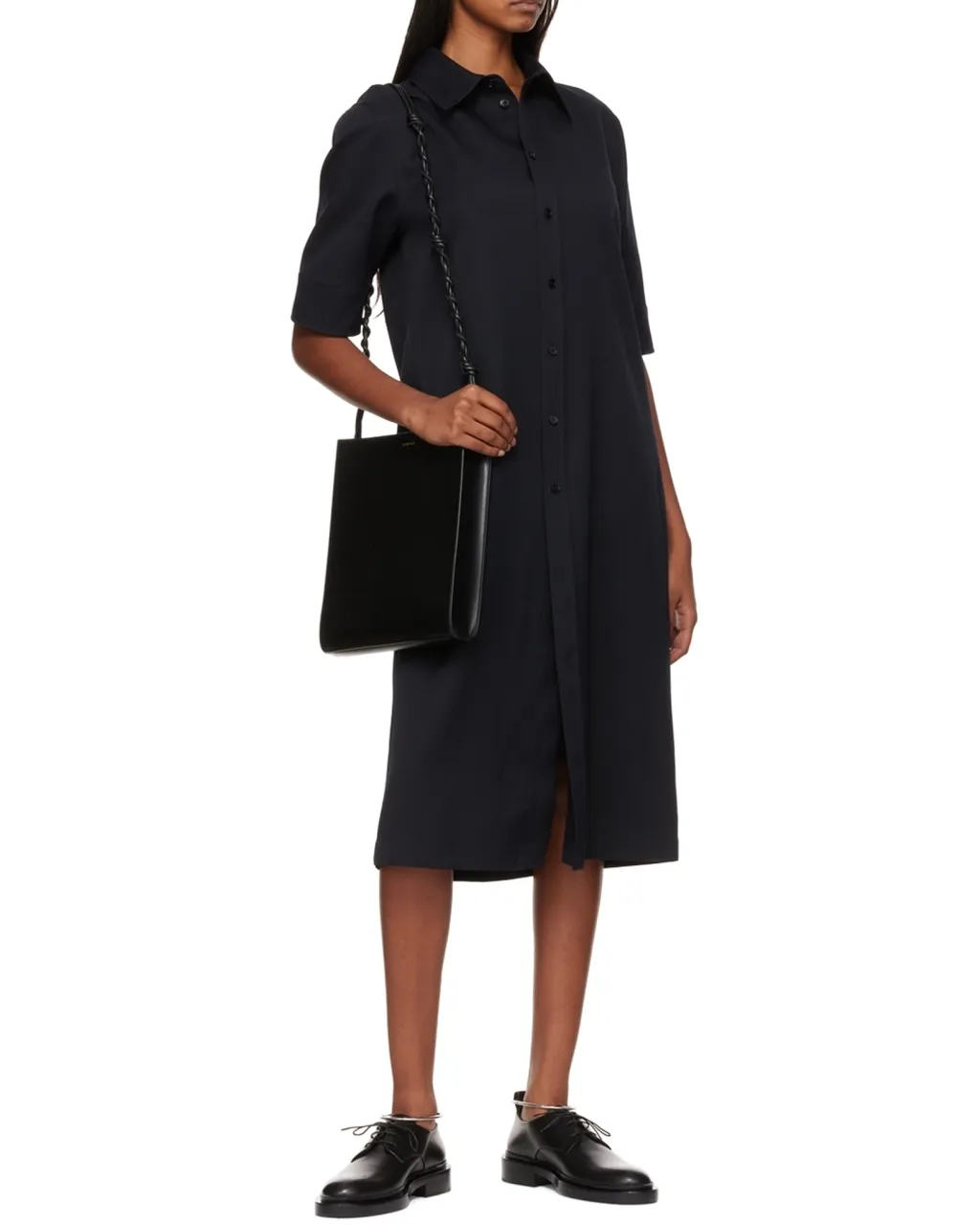 Jil Sander Tangle Logo Embossed Medium Crossbody Bag
