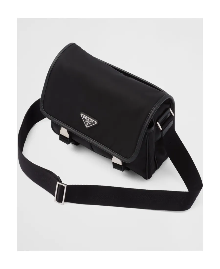 Prada Logo Plaque Fold-Over Shoulder Bag