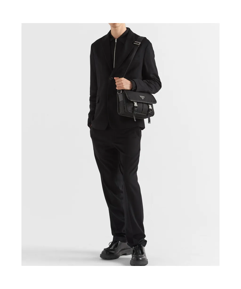 Prada Logo Plaque Fold-Over Shoulder Bag