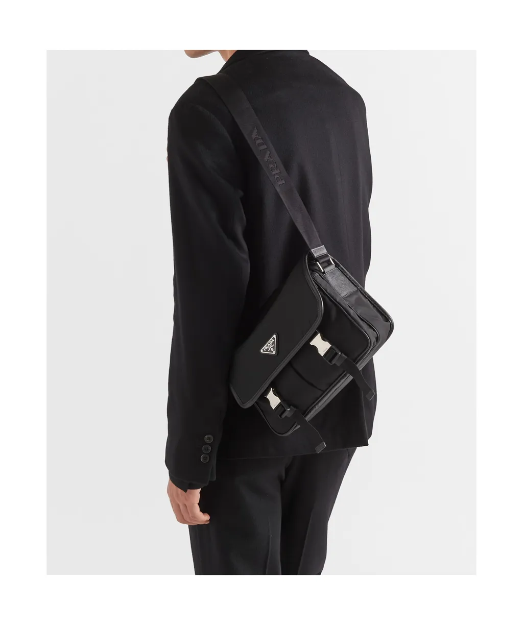 Prada Logo Plaque Fold-Over Shoulder Bag