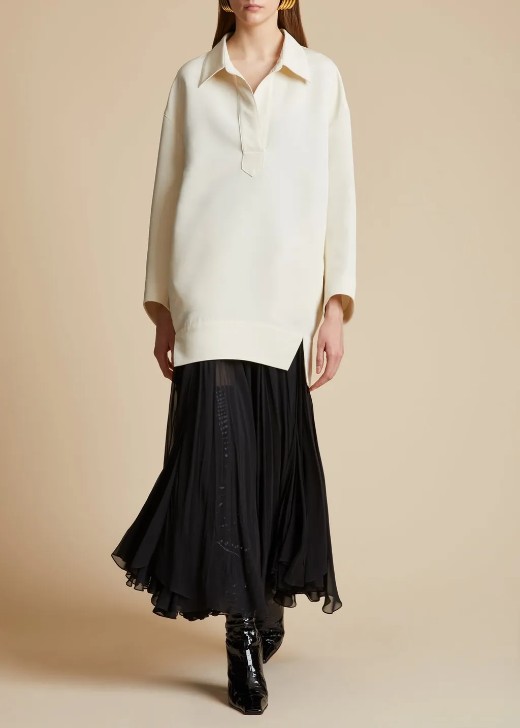 Khaite Kal Long Sleeved Shirt Dress