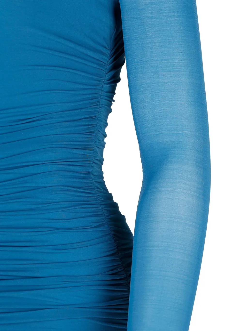 Saint Laurent Draped V-Neck Long-Sleeved Dress