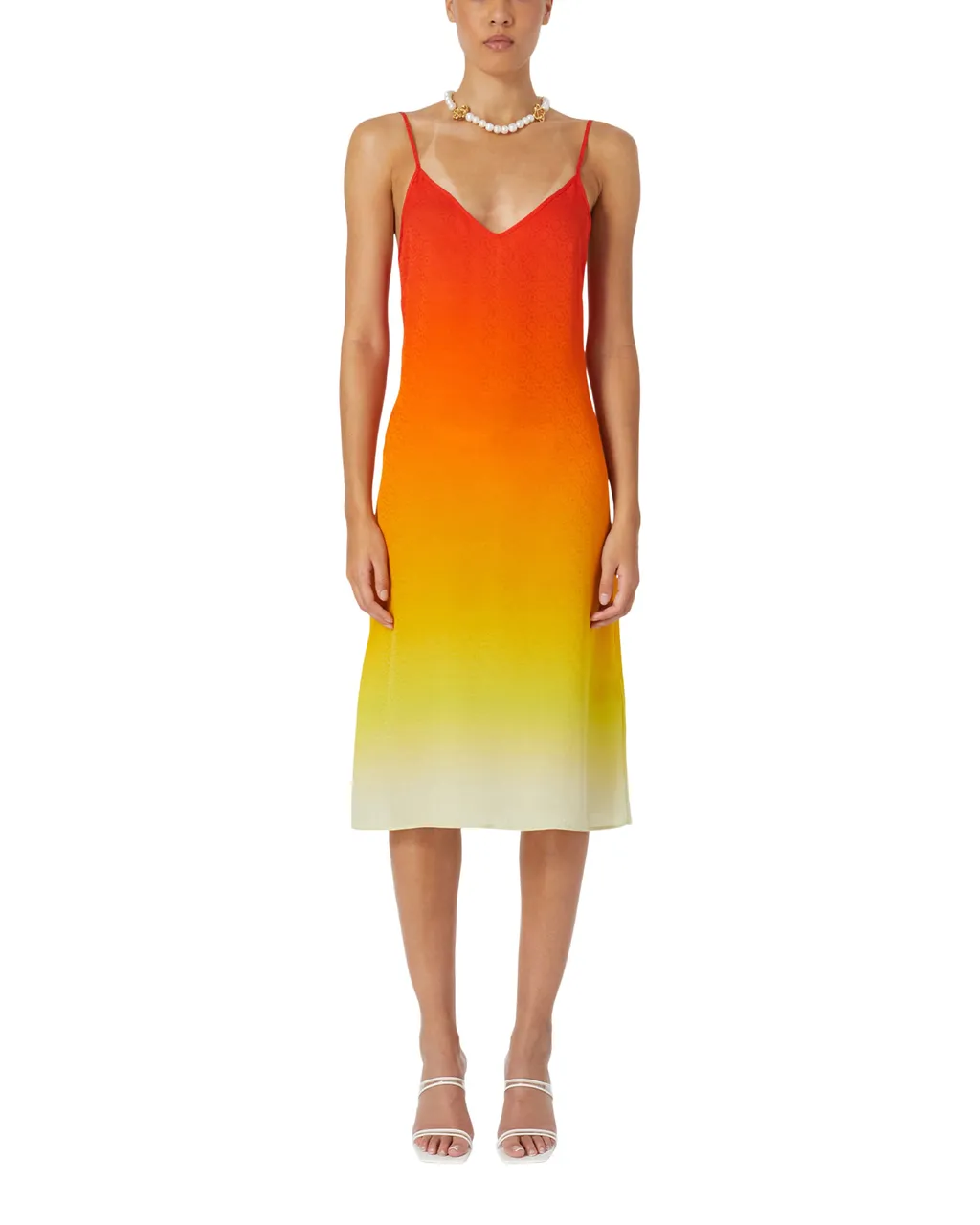 Casablanca Gradient Effect V-Neck Midi Slip Dress