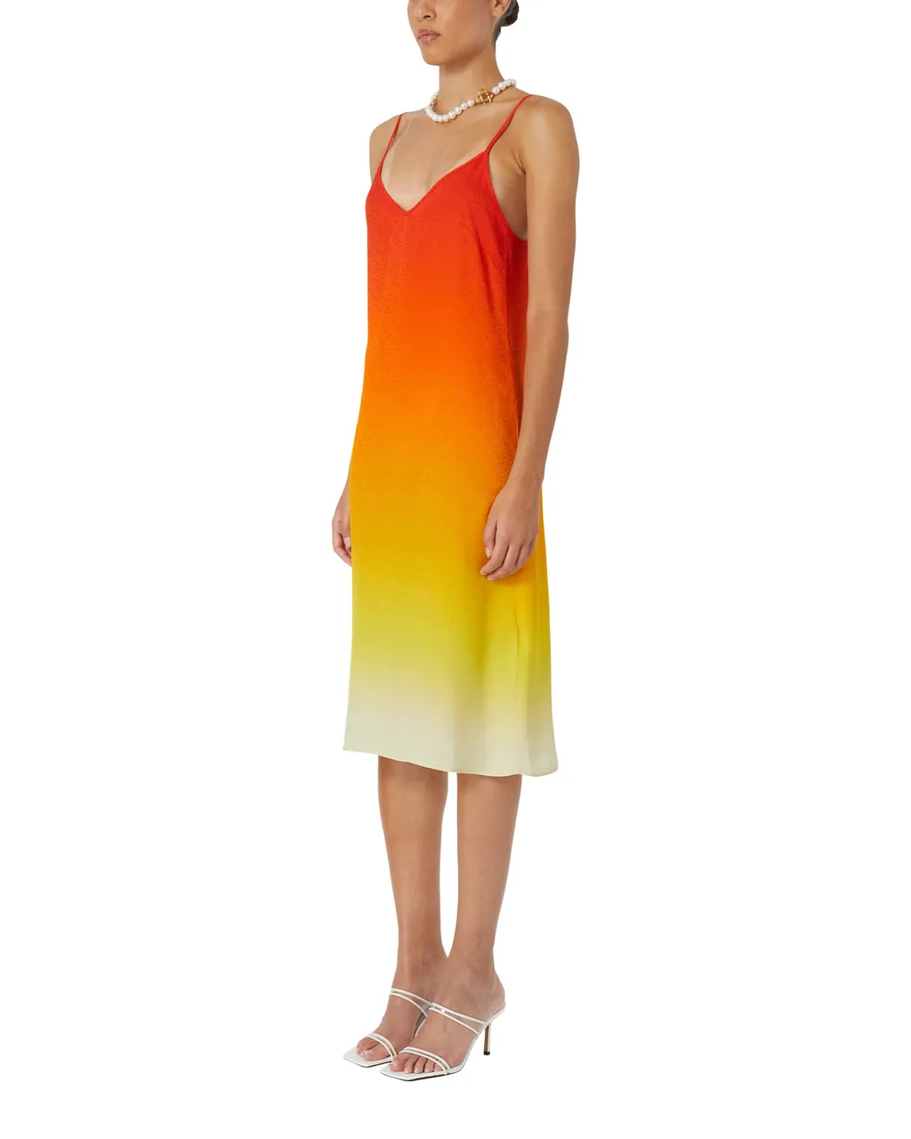 Casablanca Gradient Effect V-Neck Midi Slip Dress