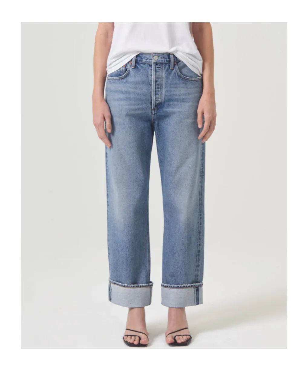 Agolde Fran Buttoned Straight-Leg Jeans