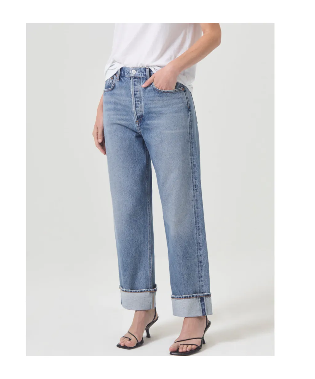 Agolde Fran Buttoned Straight-Leg Jeans
