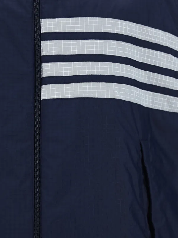 Thom Browne 4-Bar Striped Zipped Ripstop Hooded Gilet