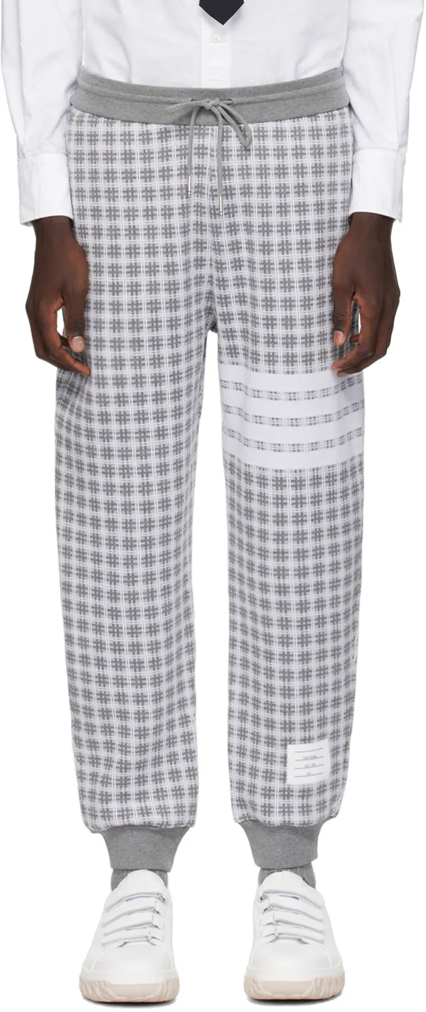 Thom Browne Check Jacquard 4-Bar Sweatpants
